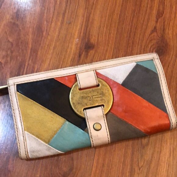 Fifty Four Fosssil vintage Patchwork suede wallet - Picture 1 of 10